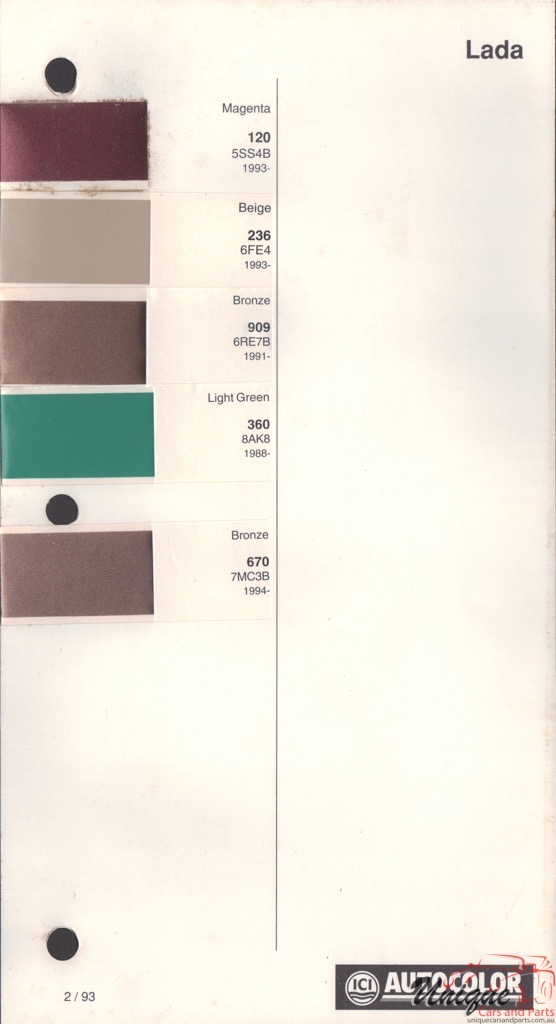 1988-1994 Lada Paint Charts Autocolor 1